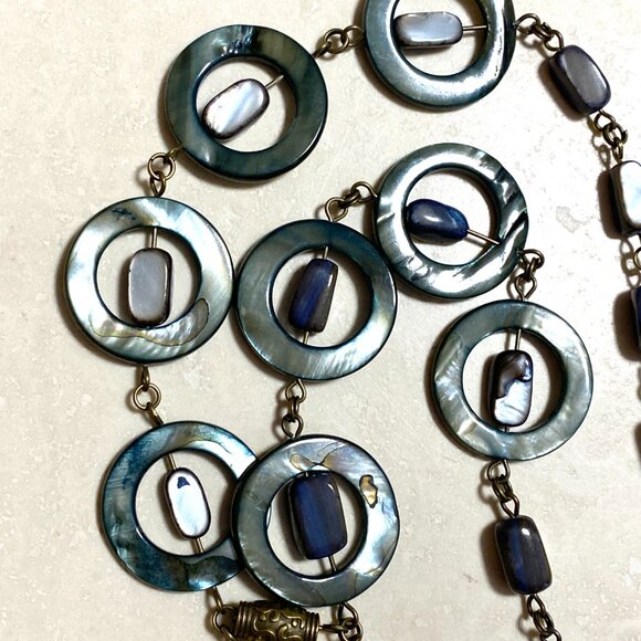 Rainbow Mother of Pearl Longevity Life Tree Pendant Bronze Link Long Necklace - Picture 6 of 12